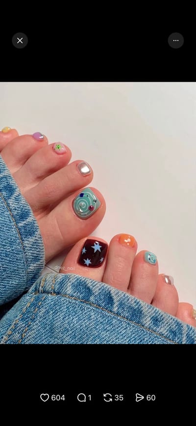 Foot nails gel nails, example 5 — Miao Nail Asakusa