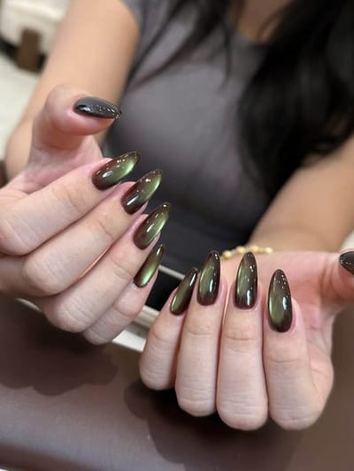 Magnetic / Cat eye gel nails, example 10 — Miao Nail Asakusa